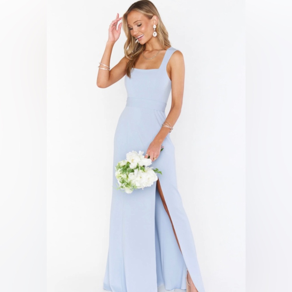 Show Me Your Mumu - Paris Gown in Steel Blue. Form fitting, stretchy gown.